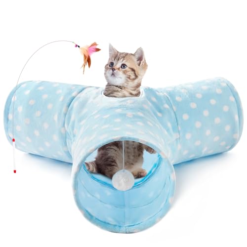 Tempcore Flanell-Tunnelschlauch für Haustiere, 3-Wege-Katzenspielzeug, zusammenklappbar, Katzentunnel für Indoor-Katzen, Kitty-Tunnel, gelangweilte Katze, Haustierspielzeug, Guckloch-Spielzeug, Ball, Tempcore Flanell-Tunnelschlauch für Haustiere, 3-Wege-Katzenspielzeug, zusammenklappbar, Katzentunnel für Indoor-Katzen, Kitty-Tunnel, gelangweilte Katze, Haustierspielzeug, Guckloch-Spielzeug, Ball, von Tempcore