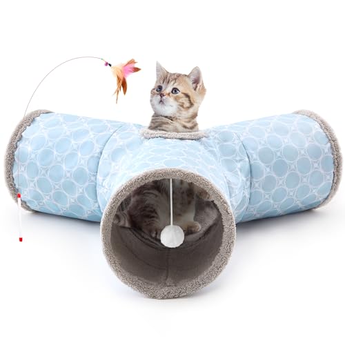 Tempcore Katzentunnel, 3-Wege-Klappspielzeug, Katzentunnel für Innenkatzen, Fleece-gefüttert für Wärme, Kitty-Tunnel, gelangweilte Katze, Haustierspielzeug, Peek-Loch, Spielzeug, Ball, Katze, Welpen Tempcore Katzentunnel, 3-Wege-Klappspielzeug, Katzentunnel für Innenkatzen, Fleece-gefüttert für Wärme, Kitty-Tunnel, gelangweilte Katze, Haustierspielzeug, Peek-Loch, Spielzeug, Ball, Katze, Welpen von Tempcore