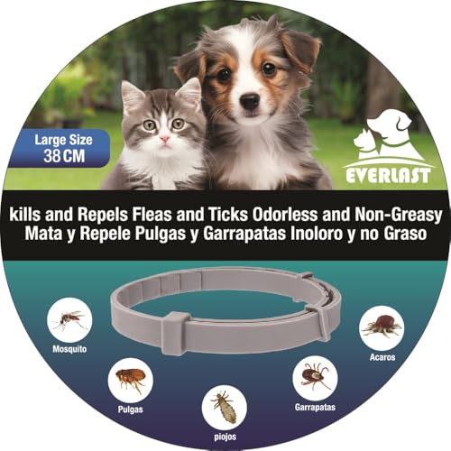 Tempotech ® Antiparasitäres Halsband – Hunde und Katzen – 8 Monate Schutz – gegen Flöhe, Zecken, Mücken, Milben und Läuse (2-38cm) von Tempotech