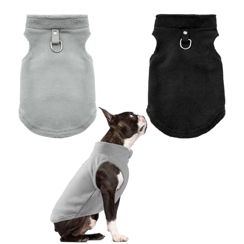 TenaLucy 2 Stücke Hunde Pullover Kleine Hund,Winter Hundepulli Hundemantel Kleine Hunde mit D Ringen Warm Hundejacke Hundepullover Fleece Wintermantel,für Innen und Außenkleidung(XL) von TenaLucy