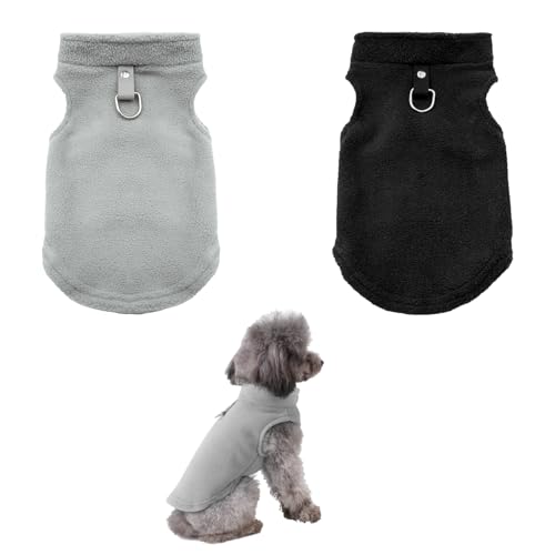 TenaLucy 2 Stücke Hunde Pullover Kleine Hund,Winter Hundepulli Hundemantel Kleine Hunde mit D Ringen Warm Hundejacke Hundepullover Fleece Wintermantel,für Innen und Außenkleidung(S) von TenaLucy
