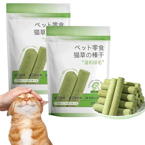 2024 New Cat Grass Teething Stick, Cat Grass, Cat Grass Sticks, Cat Chew Stick, Cat Grass for Indoor Cats, Pet Snack Hairball Removal (2pcs) von Tencipeda