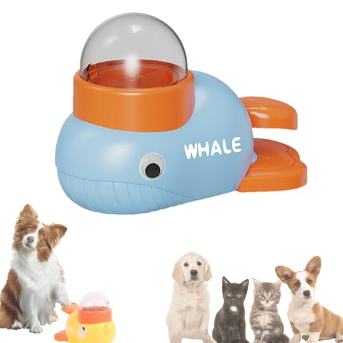 Duck Shaped Slow Feeder Puzzle Toy for Dogs & Cats - Interactive Treat Slot Machine Dispenser with Anti-Tip Base, Adjustable Difficulty & Detachable Parts, Boredom Buster (Blue Whale) von Tencipeda