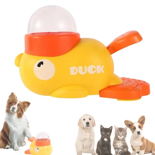 Duck Shaped Slow Feeder Puzzle Toy for Dogs & Cats - Interactive Treat Slot Machine Dispenser with Anti-Tip Base, Adjustable Difficulty & Detachable Parts, Boredom Buster (Yellow Duck) von Tencipeda