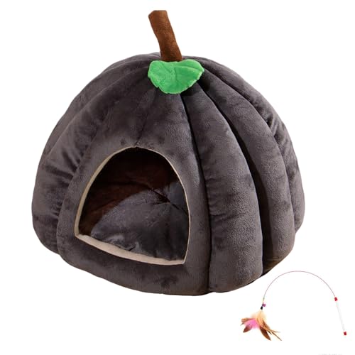 Halloween Pumpkin Cat Bed, 2025 Cute Comfortable Shape Cat Cave,with Removable Cushion, for Cats Small Dogs (Dark Gray, M) von Tencipeda