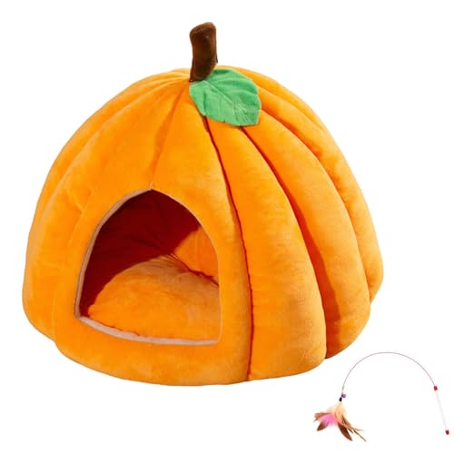 Halloween Pumpkin Cat Bed, 2025 Cute Comfortable Shape Cat Cave,with Removable Cushion, for Cats Small Dogs (Orange, L) von Tencipeda