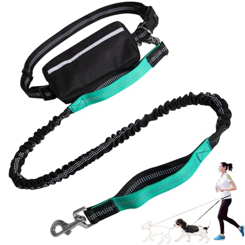 Hands Free Dog Leash with Zipper Pouch, Dog Leash Waist Belt, Dual Padded Handles, Durable Bungee Running Belt for Dogs (Light Green) von Tencipeda