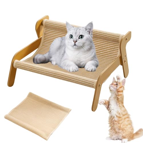 Mellowkin Cat Scratcher Couch, 2-In-1 Cat Scratch Lounge Couch Sofa with Durable Sisal Surface, Ergonomic Scratcher Bed for Indoor Pets to Relax, Play & Protect Furniture (Style A+Spare pad) von Tencipeda