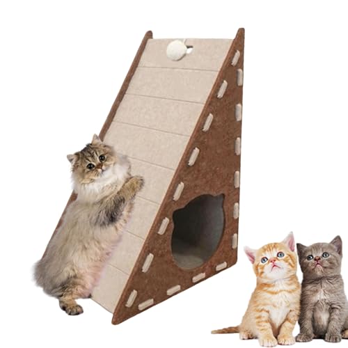 Mellowkin Cat Scratcher Wall-Embedded Triangular Scratching Board with Removable 9mm Thick Felt Modular Design Heavy Duty Furniture Protector for Multi-Cat Homes Indoor Kittens (Beige) von Tencipeda