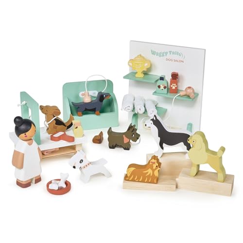 Tender Leaf Toys Waggy Tails Hundesalon – Interaktives Holzpflege-Set für Kinder – lustiges Rollenspiel – Verantwortung lernen, Feinmotorik verbessern – Geschenk Tender Leaf Toys Waggy Tails Hundesalon – Interaktives Holzpflege-Set für Kinder – lustiges Rollenspiel – Verantwortung lernen, Feinmotorik verbessern – Geschenk von Tender Leaf Toys