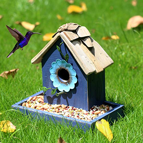 Tenforie Vogelfutterhaus zum Aufhängen im Freien, Vogelhaus aus Holz, handgefertigt, Hütte von Tenforie