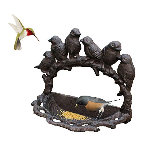 TentHome Vogelfutterhaus Wand Vögel Futterstation Vogeltränke Futterhaus Futterstelle Antik Wassertränke Futterpavillon für Balkon Garten Wanddeko Gusseisen (Rost) von TentHome