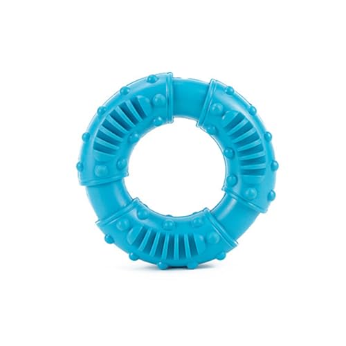 Teogneot Gummi-Zähneknirschen-Donut für Hunde, Gummi-Zähneknirschen-Spielzeug für Hunde, Interaktiv, Robust, rutschfest, Sicher für den Außenbereich（Blau） von Teogneot