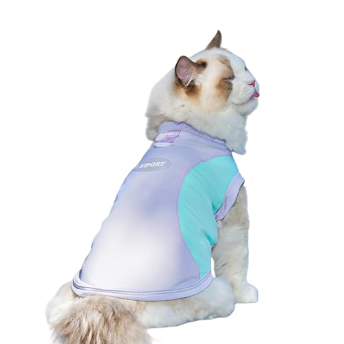 Teogneot Sport Katzen-Weste, Pastelllila mit Türkis, Leichtes Haustier-Sportshirt (2XL) von Teogneot