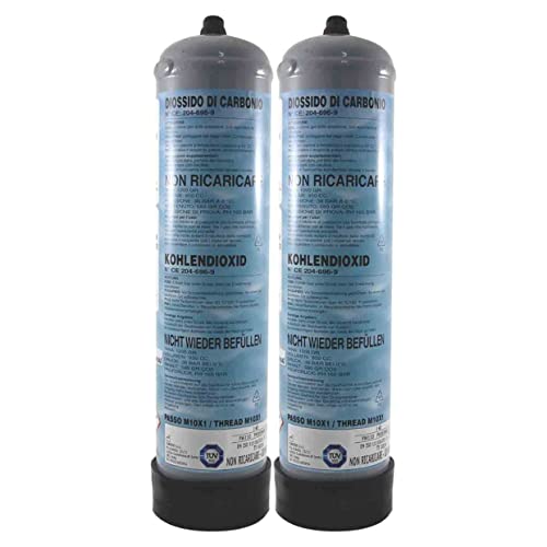 Thermohydraulische RV® 2 Einweg-CO2-Flaschen, 600 g, für Aquarien mit Anschluss M10x1 von Termoidraulica RV