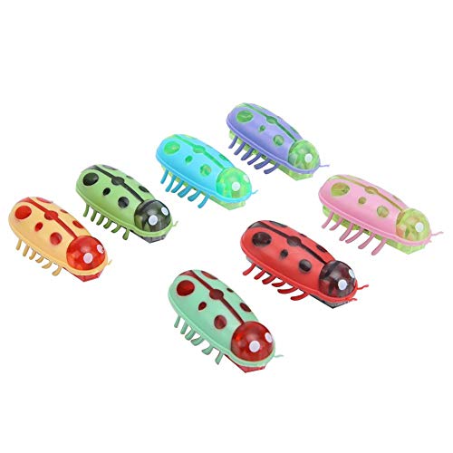 Teror Katzenspielzeug, 7Pcs Pet Mini Cute Ladybug Shape Elektrisches lustiges Spielzeug, das interaktiv mit Batterie für Katze spielt von Teror