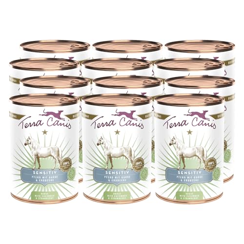 Terra Canis Pferd, Gurke & Erdbeere - Sensitiv Nassfutter, 12x400g I Premium Hundefutter für verdauungssensible Hunde I Allergenfrei, getreidearm & leicht verdaulich… von Terra Canis
