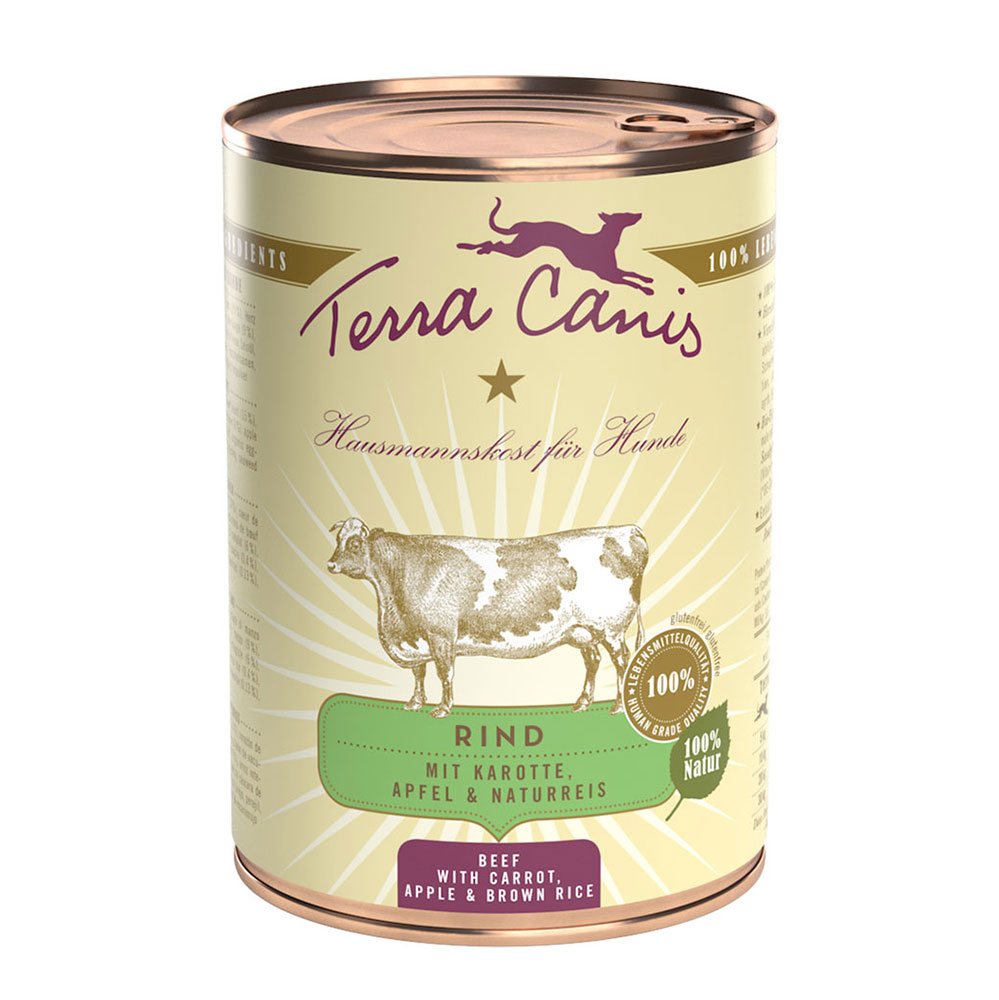 Sparpaket Terra Canis Classic 12 x 400 g - Rind mit Karotte, Apfel & Naturreis Sparpaket Terra Canis Classic 12 x 400 g - Rind mit Karotte, Apfel & Naturreis von Terra Canis