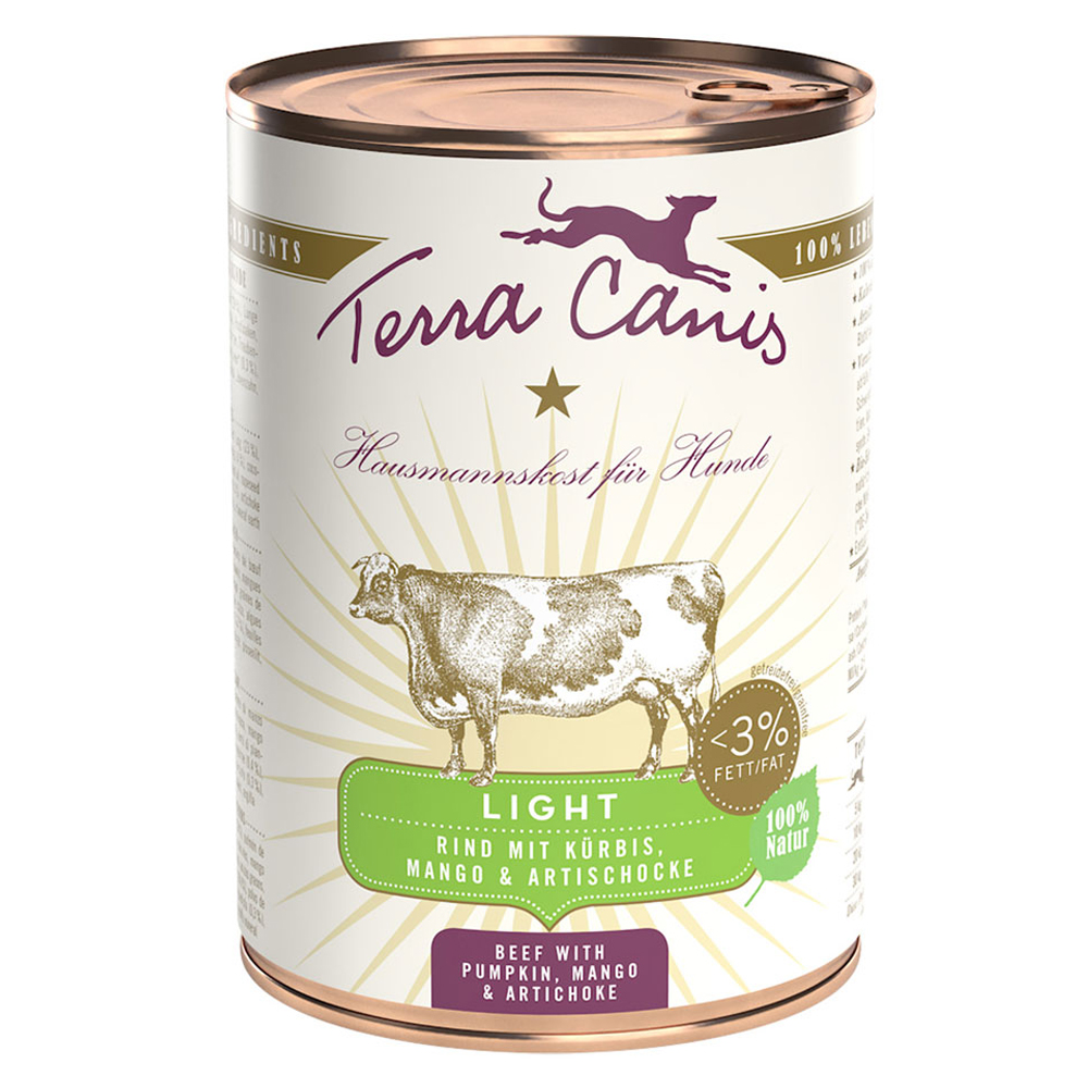 Sparpaket Terra Canis Light 12 x 400 g - Rind mit Kürbis, Mango und Artischoke von Terra Canis