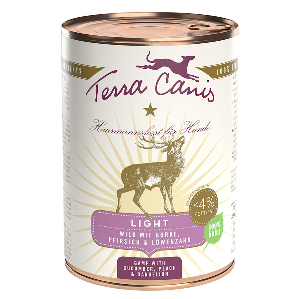 Sparpaket Terra Canis Light 12 x 400 g - Wild mit Gurke, Pfirsich und Löwenzahn von Terra Canis
