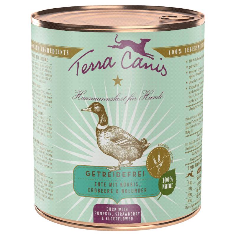 Sparpaket Terra Canis getreidefrei 12 x 800 g - Ente mit Kürbis, Erdbeeren & Holunder von Terra Canis