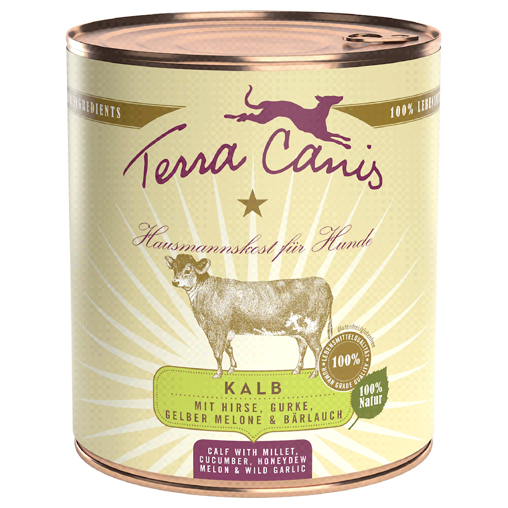 Terra Canis 6 x 800 g - Kalb mit Hirse, Gurke, gelber Melone und Bärlauch von Terra Canis