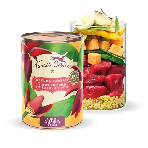 Terra Canis - Antilope mit Banane, Süßkartoffel und Mango - Flower Menü Hakuna Pawtata Nassfutter 400g | Premium Hundefutter in 100% Lebensmittelqualität Aller Rohstoffe | Reichhaltig & gesund von Terra Canis