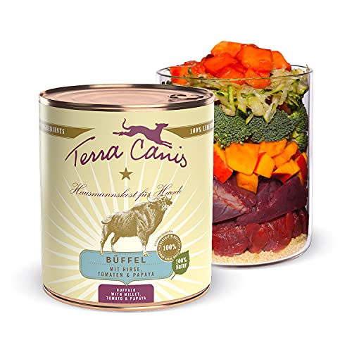 Terra Canis Büffel, Hirse, Papaya & Tomate - Classic Nassfutter, 800g I Premium Hundefutter in 100% Lebensmittelqualität Aller Rohstoffe I Reichhaltig & gesund, allergen- & getreidearm, glutenfrei Terra Canis Büffel, Hirse, Papaya & Tomate - Classic Nassfutter, 800g I Premium Hundefutter in 100% Lebensmittelqualität Aller Rohstoffe I Reichhaltig & gesund, allergen- & getreidearm, glutenfrei von Terra Canis