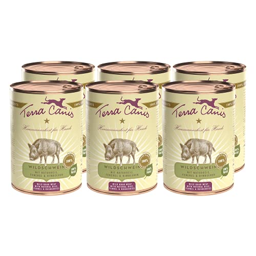 Terra Canis Wildschwein, Naturreis & Fenchel - Classic Nassfutter, 6x400g I Premium Hundefutter in 100% Lebensmittelqualität Aller Rohstoffe I Reichhaltig & gesund, allergen- & getreidearm, glutenfrei von Terra Canis