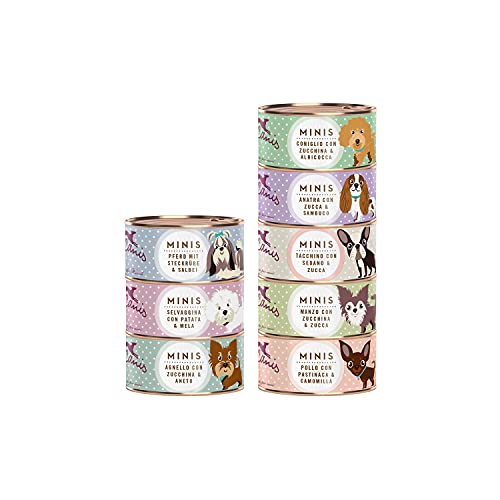 Terra Canis Einführungspaket - Minis, 8 x 100 g I Premium Hundefutter mit Zutaten von authentischer human-grade Qualität I Reich an Kalzium, gesund, grain-free & gluten-frei von Terra Canis