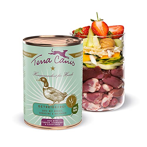 Terra Canis Ente, Kürbis & Erdbeere - Getreidefreies Nassfutter, 400g I Premium Hundefutter in 100% Lebensmittelqualität Aller Rohstoffe I Reichhaltig & gesund, allergenarm & glutenfrei von Terra Canis