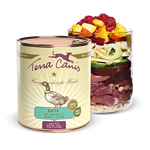 Terra Canis Ente, Naturreis, Rote Bete & Birne - Classic Nassfutter, 800g I Premium Hundefutter in 100% Lebensmittelqualität aller Rohstoffe I Reichhaltig & gesund, allergen- & getreidearm, glutenfrei Terra Canis Ente, Naturreis, Rote Bete & Birne - Classic Nassfutter, 800g I Premium Hundefutter in 100% Lebensmittelqualität aller Rohstoffe I Reichhaltig & gesund, allergen- & getreidearm, glutenfrei von Terra Canis