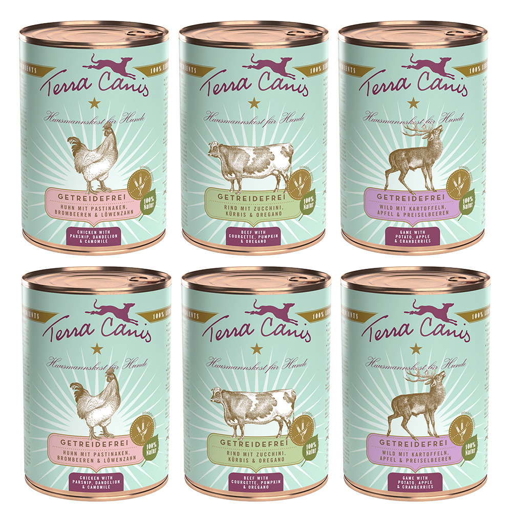 Terra Canis Getreidefrei 6 x 400 g - Mixpaket: (3 Sorten) von Terra Canis