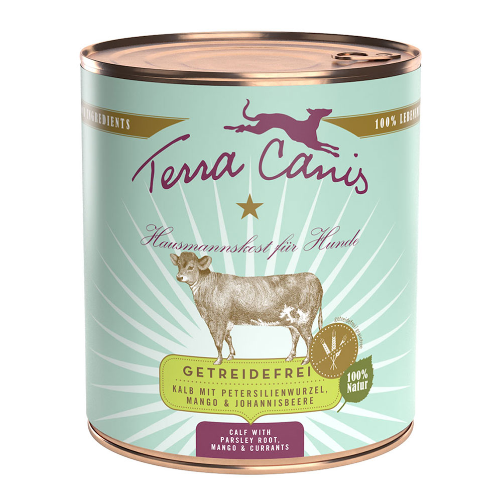 Terra Canis Getreidefrei 6 x 800 g - Kalb mit Petersilienwurzel, Mango & Johannisbeere von Terra Canis