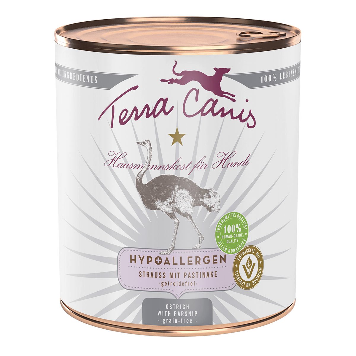 Terra Canis HYPOALLERGEN – Strauß mit Pastinake, getreidefrei 12x800g von Terra Canis