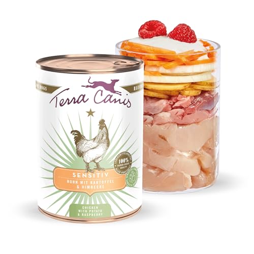 Terra Canis Huhn, Kartoffel & Himbeere - Sensitiv Nassfutter, 400g I Premium Hundefutter für verdauungssensible Hunde I Allergenfrei, getreidearm & leicht verdaulich von Terra Canis