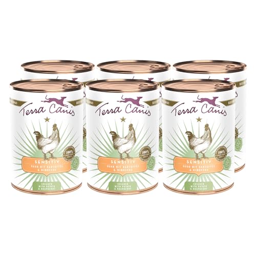 Terra Canis Huhn, Kartoffel & Himbeere - Sensitiv Nassfutter, 6x400g I Premium Hundefutter für verdauungssensible Hunde I Allergenfrei, getreidearm & leicht verdaulich von Terra Canis