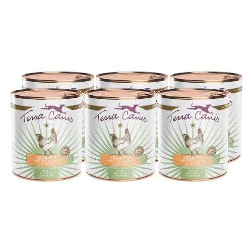 Terra Canis Huhn, Kartoffel & Himbeere - Sensitiv Nassfutter, 6x800g I Premium Hundefutter für verdauungssensible Hunde I Allergenfrei, getreidearm & leicht verdaulich von Terra Canis