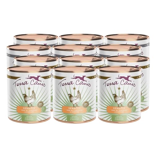 Terra Canis Huhn, Kartoffel & Himbeere - Sensitiv Nassfutter I Premium Hundefutter für verdauungssensible Hunde I Allergenfrei, getreidearm & leicht verdaulich (12x800g) von Terra Canis