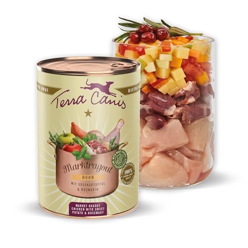 Terra Canis Huhn, Süßkartoffel & Rosmarin - Marktragout, 385g I Premium Hundefutter in 100% Lebensmittelqualität Aller Rohstoffe I Reichhaltig & gesund, allergenarm & glutenfrei von Terra Canis