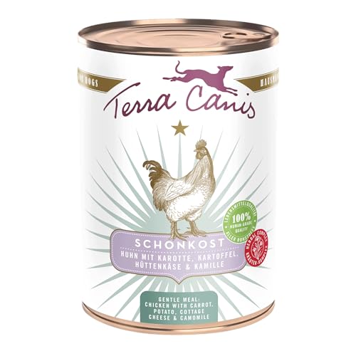 Terra Canis Hund-Schonkost, Nassfutter Huhn 400 g – Ergänzungs-Hundefutter, getreidefrei, ideal bei akuten Magen-Darm-Problemen, mit Rohstoffen in 100% Lebensmittelqualität von Terra Canis