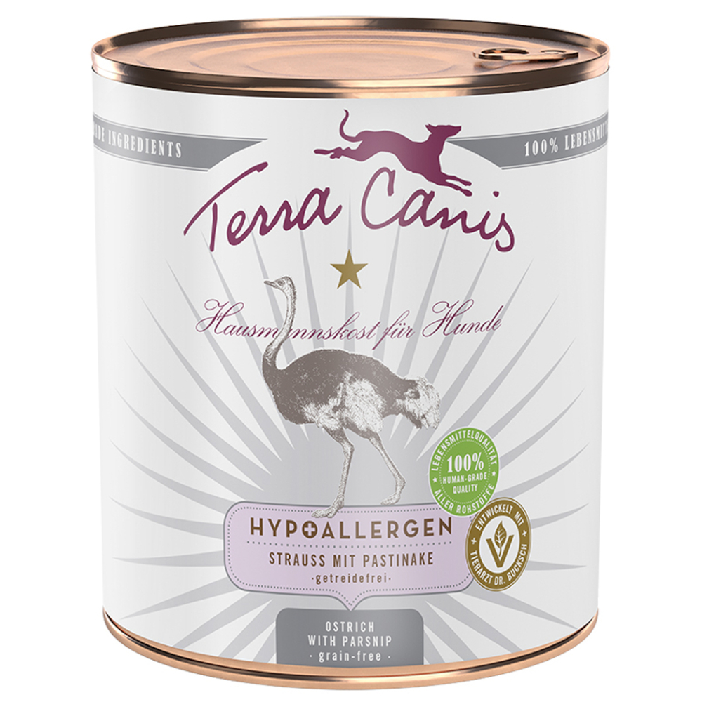 Sparpaket Terra Canis Hypoallergen 12 x 800 g - Strauß mit Pastinake von Terra Canis