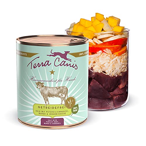 Terra Canis Kalb, Petersilienwurzel, Mango & Johannisbeere - Getreidefreies Nassfutter, 800g I Premium Hundefutter in 100% Lebensmittelqualität Aller Rohstoffe I Reichhaltig, gesund & glutenfrei von Terra Canis