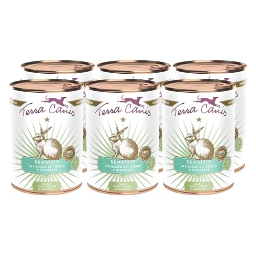 Terra Canis Kaninchen, Kürbis & Blaubeere - Sensitiv Nassfutter, 6x400g I Premium Hundefutter für verdauungssensible Hunde I Allergenfrei, getreidearm & leicht verdaulich von Terra Canis