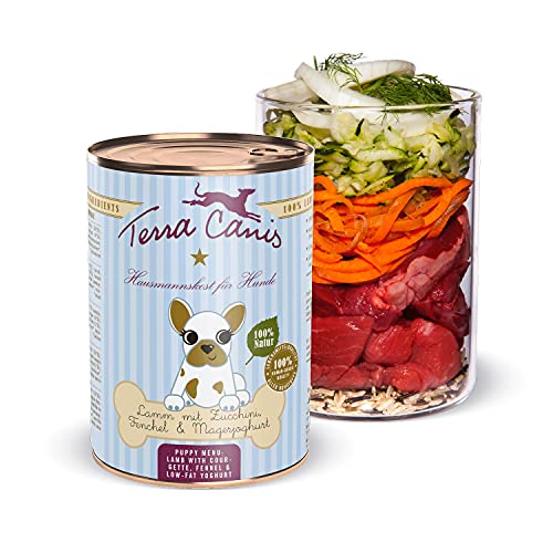 Terra Canis Lamm, Zucchini, Magerquark & Fenchel - Welpen Nassfutter, 400g I Premium Hundefutter in 100% Lebensmittelqualität Aller Rohstoffe I Reichhaltig & gesund I Getreide - & glutenfrei von Terra Canis