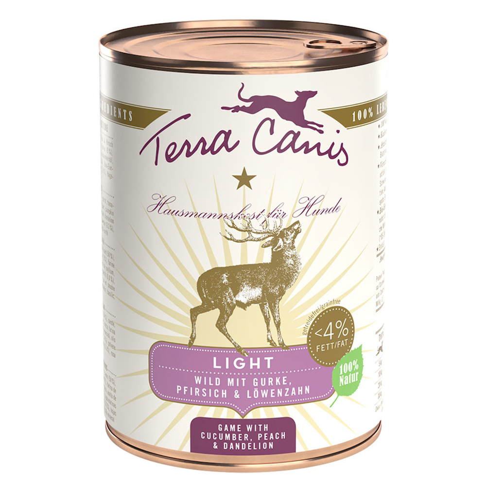 Terra Canis Light 6 x 400 g - Wild mit Gurke, Pfirsich und Löwenzahn Terra Canis Light 6 x 400 g - Wild mit Gurke, Pfirsich und Löwenzahn von Terra Canis
