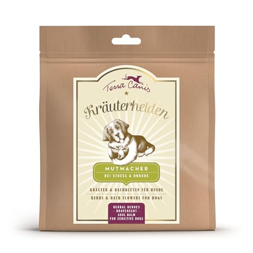 Terra Canis Mutmacher für Entspannung, Ruhe & Ausgeglichenheit - Kräuterhelden, 60g I Unterstützung mit der Kraft der Natur I Nahrungsergänzung mit Gesundheitskräutern & Bachblüten für Hunde von Terra Canis