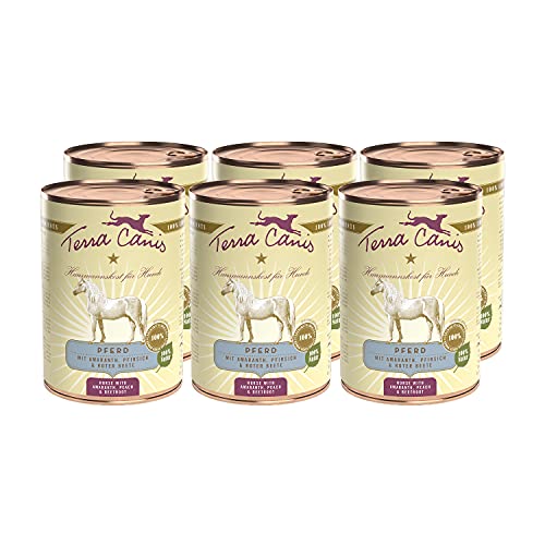 Terra Canis Pferd, Amaranth & Pfirsich - Classic Nassfutter, 6x400g I Premium Hundefutter in 100% Lebensmittelqualität Aller Rohstoffe I Reichhaltig & gesund, allergen- & getreidearm, glutenfrei von Terra Canis