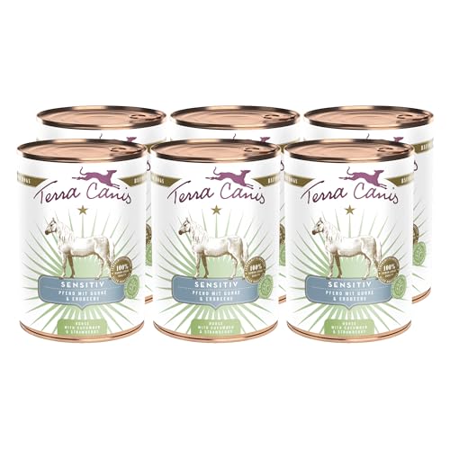 Terra Canis Pferd, Gurke & Erdbeere - Sensitiv Nassfutter, 6x400g I Premium Hundefutter für verdauungssensible Hunde I Allergenfrei, getreidearm & leicht verdaulich von Terra Canis