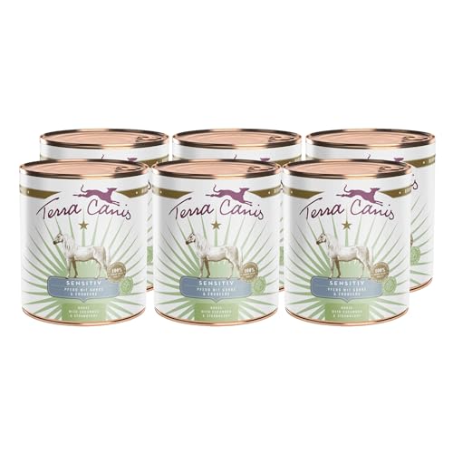 Terra Canis Pferd, Gurke & Erdbeere - Sensitiv Nassfutter, 6x800g I Premium Hundefutter für verdauungssensible Hunde I Allergenfrei, getreidearm & leicht verdaulich… von Terra Canis